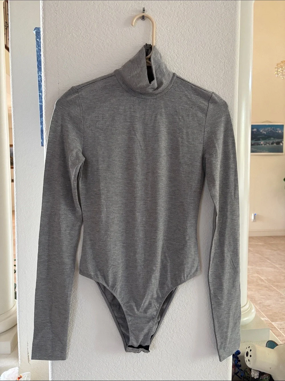 Gray Long Sleeve Turtleneck Kids One-Piece Bodysuit label cut